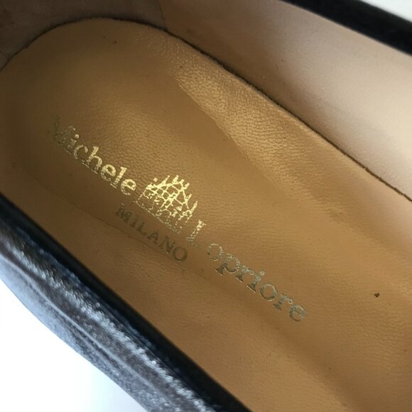 NWOB Michele Lopriore Cassidy Loafers Shoes Womens 38 SIlver Pewter Leather NEW - Picture 11 of 13